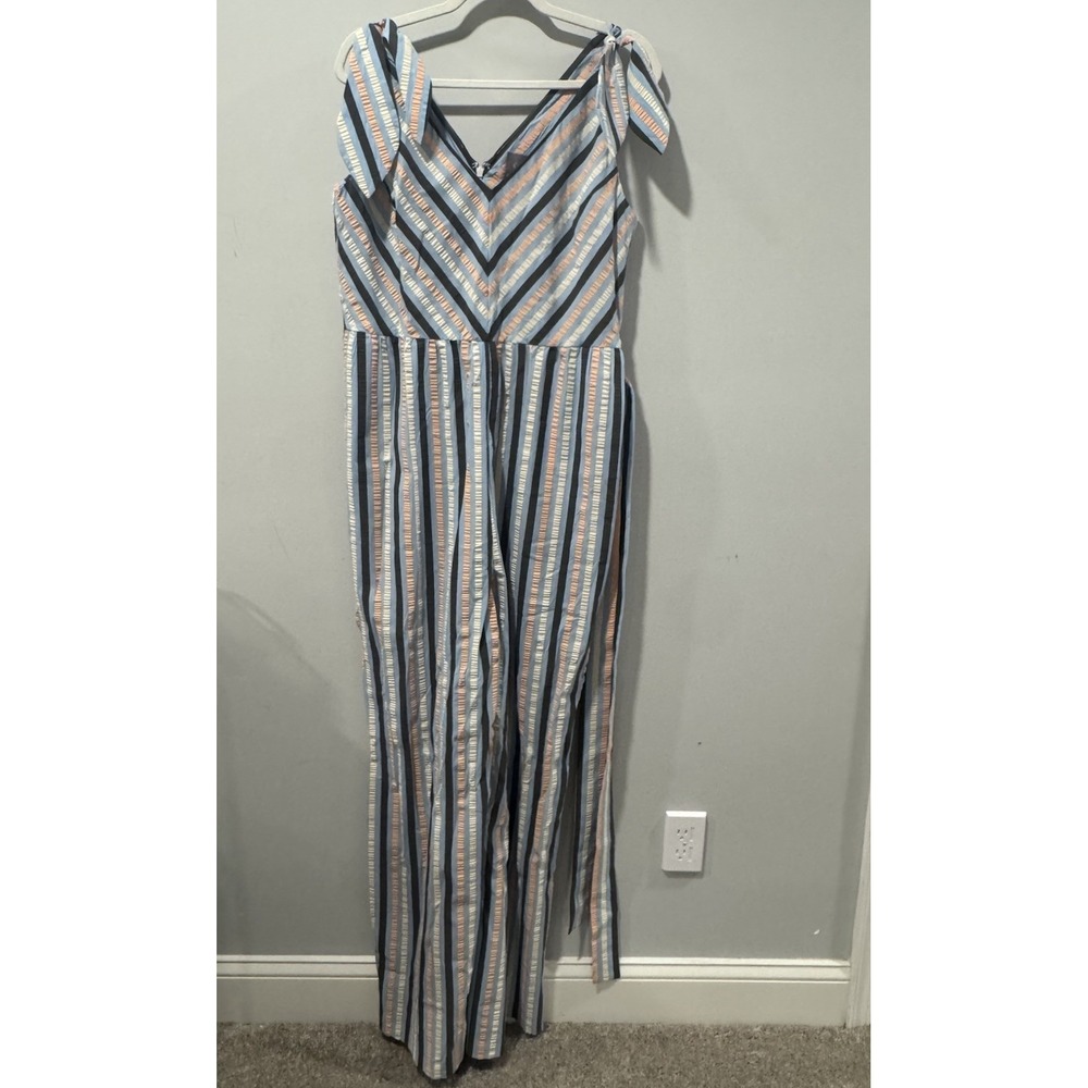 Lela Rose Striped Sleeveless‎ Romper Jumpsuit Tie Shoulder Belted Sz 8 Resort